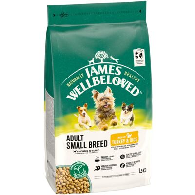 James Wellbeloved Adult Small Breed - Kalkoen & Rijst - 1,5 kg James Wellbeloved Adult Small Breed - Kalkoen & Rijst - 1,5 kg