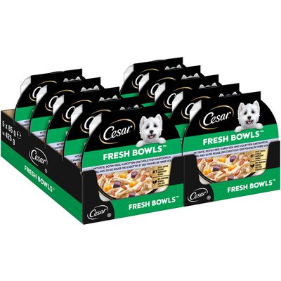 10x85g Cesar Fresh Bowls eend in saus natvoer voor honden 10x85g Cesar Fresh Bowls eend in saus natvoer voor honden