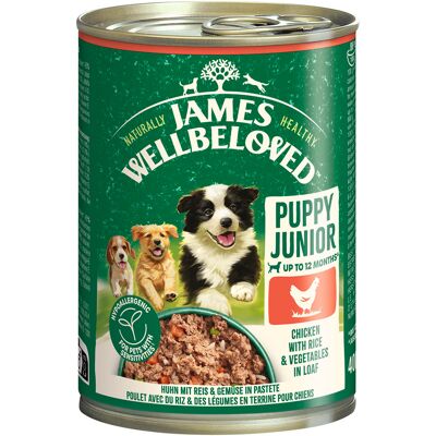 6x400g James Wellbeloved Junior Dog Hypoallergene kip in paté natvoer voor honden 6x400g James Wellbeloved Junior Dog Hypoallergene kip in paté natvoer voor honden