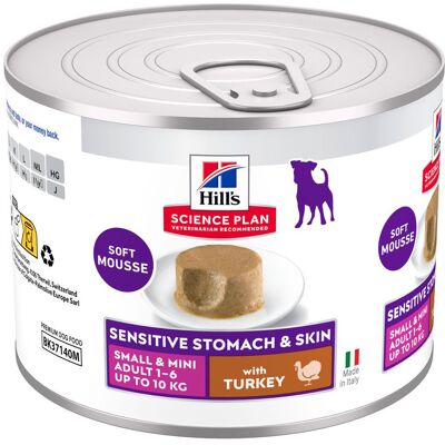 12x 200g Hill's Science Plan Gevoelige Maag & Huid Klein & Mini Mousse Kalkoen natvoer voor honden 12x 200g Hill's Science Plan Gevoelige Maag & Huid Klein & Mini Mousse Kalkoen natvoer voor honden