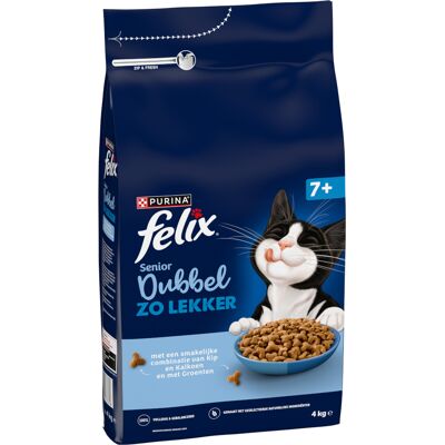 4 kg Felix Senior Dubbel lekker Kip & Kalkoen Kattenvoer droog 4 kg Felix Senior Dubbel lekker Kip & Kalkoen Kattenvoer droog