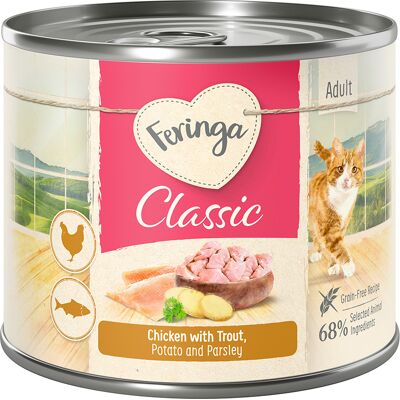 18x200g Forel & Kip met Aardappel & Peterselie Feringa Classic Meat Menu Kattenvoer 18x200g Forel & Kip met Aardappel & Peterselie Feringa Classic Meat Menu Kattenvoer