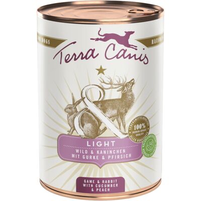 Terra Canis Light 6 x 400 g - Wild & Konijn met Komkommer en perzik Terra Canis Light 6 x 400 g - Wild & Konijn met Komkommer en perzik