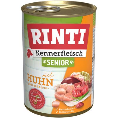Voordeelverpakking RINTI Kennerfleisch 24 x 400 g - Senior: Kip Voordeelverpakking RINTI Kennerfleisch 24 x 400 g - Senior: Kip