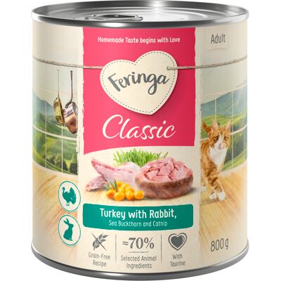 6x800g Feringa Classic Meat Menu Konijn & Kalkoen Kattenvoer 6x800g Feringa Classic Meat Menu Konijn & Kalkoen Kattenvoer