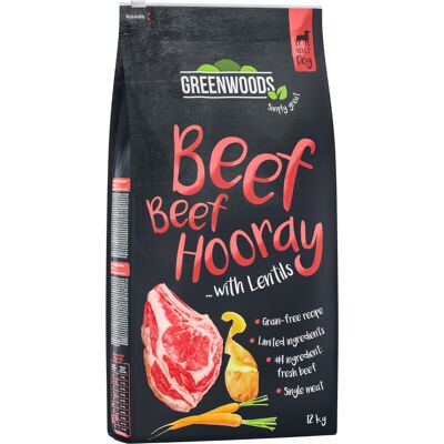 12kg Rund met Linzen, Aardappel en Wortel Greenwoods Hondenvoer 12kg Rund met Linzen, Aardappel en Wortel Greenwoods Hondenvoer