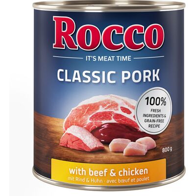 Rocco Classic Pork 6 x 800 g Hondenvoer Rund & Kip Rocco Classic Pork 6 x 800 g Hondenvoer Rund & Kip
