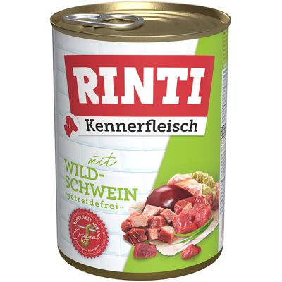 12 x 400 g RINTI Kennerfleisch Wild Zwijn Nat Hondenvoer 12 x 400 g RINTI Kennerfleisch Wild Zwijn Nat Hondenvoer