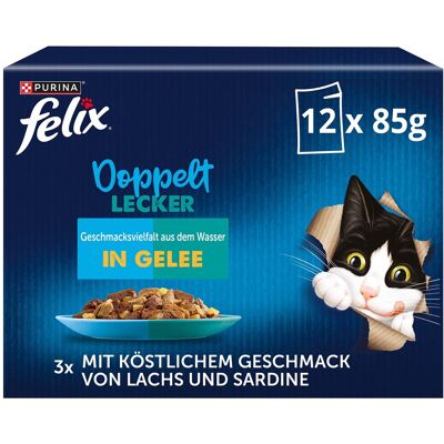 3 + 1 gratis! Felix natvoer voor katten - Dubbel Zo Lekker in Gelei Kattenvoer Koolvis & Zalm, Zalm & Sardine, Haring & Forel, Forel & Makreel 48 x 85 g 3 + 1 gratis! Felix natvoer voor katten - Dubbel Zo Lekker in Gelei Kattenvoer Koolvis & Zalm, Zalm & Sardine, Haring & Forel, Forel & Makreel 48 x 85 g