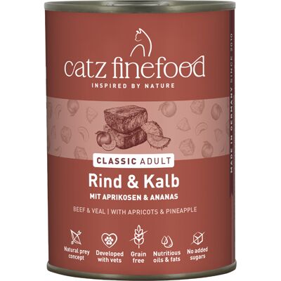 6x400g Rund/Kalf Catz Finefood Kattenvoer 6x400g Rund/Kalf Catz Finefood Kattenvoer