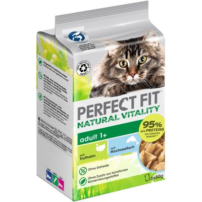 36x50g Natural Vitality Adult 1+ Diepzeevis met Kalkoen Perfect Fit Kattenvoer 36x50g Natural Vitality Adult 1+ Diepzeevis met Kalkoen Perfect Fit Kattenvoer
