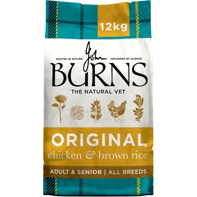 12kg Adult/Senior Original Kip & Bruine Rijst Burns Hondenvoer 12kg Adult/Senior Original Kip & Bruine Rijst Burns Hondenvoer