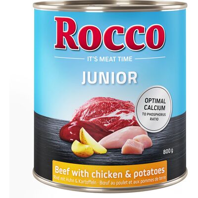 Rocco Junior 6 x 800 g - Rund met Kip & Aardappelen Rocco Junior 6 x 800 g - Rund met Kip & Aardappelen
