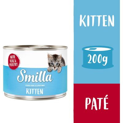 24x200g Kitten met Kalf & Kip Smilla Kattenvoer 24x200g Kitten met Kalf & Kip Smilla Kattenvoer
