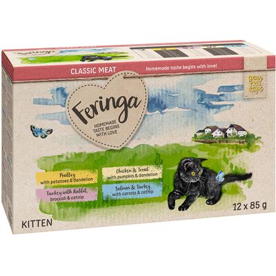 Voordeelpakket Feringa Classic Meat Menu Kitten Zakjes 24 x 85 g Kattenvoer - Mixpakket 2: Gevogelte, kalkoen & konijn, kip en forel, zalm & kalkoen Voordeelpakket Feringa Classic Meat Menu Kitten Zakjes 24 x 85 g Kattenvoer - Mixpakket 2: Gevogelte, kalkoen & konijn, kip en forel, zalm & kalkoen