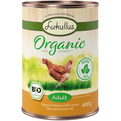 6x400g Lukullus Organic Adult Kip met Wortel Glutenvrij Hondenvoer 6x400g Lukullus Organic Adult Kip met Wortel Glutenvrij Hondenvoer