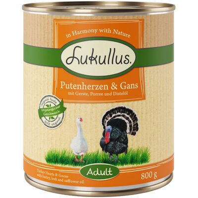 6x800g Kalkoenhart & Gans Lukullus Hondenvoer 6x800g Kalkoenhart & Gans Lukullus Hondenvoer