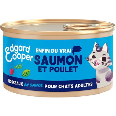 12x85g Edgard & Cooper Adult Brokken in graanvrije sauce zalm, kip - Kattenvoer 12x85g Edgard & Cooper Adult Brokken in graanvrije sauce zalm, kip - Kattenvoer
