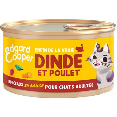 12x85g Edgard & Cooper Adult Brokken in graanvrije sauce kalkoen, kip - Kattenvoer 12x85g Edgard & Cooper Adult Brokken in graanvrije sauce kalkoen, kip - Kattenvoer