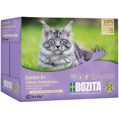 12x 85g Bozita Morsels in Sauce Senior Veel Kip Nat Kattenvoer 12x 85g Bozita Morsels in Sauce Senior Veel Kip Nat Kattenvoer