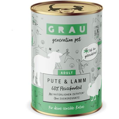 6x400g Kalkoen/Lam Smulpannetje Grau Kattenvoer Graanvrij 6x400g Kalkoen/Lam Smulpannetje Grau Kattenvoer Graanvrij