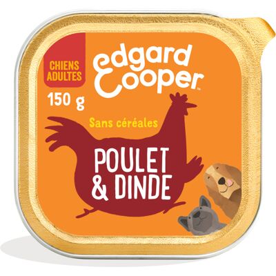 22x 150g Edgard & Cooper Hond Adult graanvrij natvoer met kip en kalkoen 22x 150g Edgard & Cooper Hond Adult graanvrij natvoer met kip en kalkoen