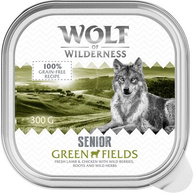24x300g Wolf of Wilderness Senior Green Fields Lam & Kip natvoer voor honden 24x300g Wolf of Wilderness Senior Green Fields Lam & Kip natvoer voor honden