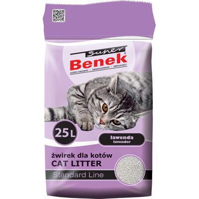 25 l (ca. 20 kg) Super Benek Lavendel - Kattenbakvulling 25 l (ca. 20 kg) Super Benek Lavendel - Kattenbakvulling