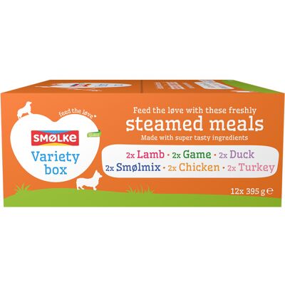 Smolke Smølke Steamed Meals 12 x 395 g --Mix (6 Soorten) Smolke Smølke Steamed Meals 12 x 395 g --Mix (6 Soorten)