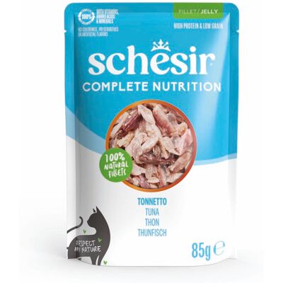 Voordeelpakket: 24x85g Schesir Complete Nutrition filet in gelei tonijn natvoer voor katten Voordeelpakket: 24x85g Schesir Complete Nutrition filet in gelei tonijn natvoer voor katten