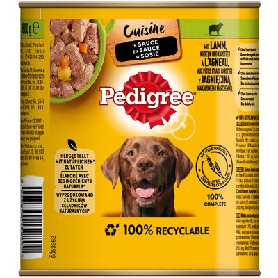 12x800g Lam & Wortelen in saus Pedigree Classic natvoer voor honden 12x800g Lam & Wortelen in saus Pedigree Classic natvoer voor honden