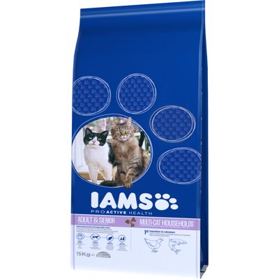 15kg Iams Cat Adult Multi-Cat Household Kattenvoer 15kg Iams Cat Adult Multi-Cat Household Kattenvoer