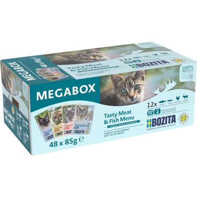 48x85g Bozita hapjesin saus pouch mix (4 smaken) nat kattenvoer 48x85g Bozita hapjesin saus pouch mix (4 smaken) nat kattenvoer