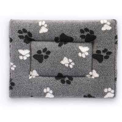 Vetbed® fleece kussen voor transportboxen grijs met pootjes 91x61x5cm hond Vetbed® fleece kussen voor transportboxen grijs met pootjes 91x61x5cm hond