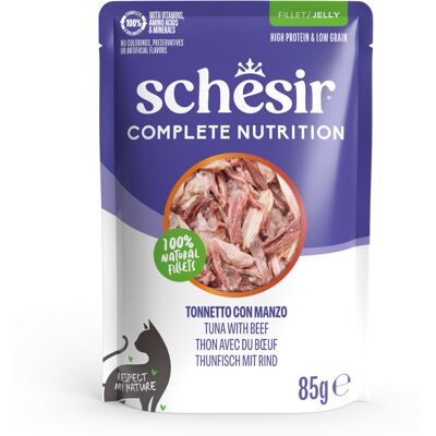 12x 85g Schesir Complete Nutrition Filet in Gelee Thunfisch & Rind Katzenfutter nass 12x 85g Schesir Complete Nutrition Filet in Gelee Thunfisch & Rind Katzenfutter nass