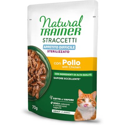 28x 70g Natural Trainer Straccetti Moeilijke Eetlust Gesteriliseerd Reepjes in Saus met Kip Natvoer voor Katten 28x 70g Natural Trainer Straccetti Moeilijke Eetlust Gesteriliseerd Reepjes in Saus met Kip Natvoer voor Katten