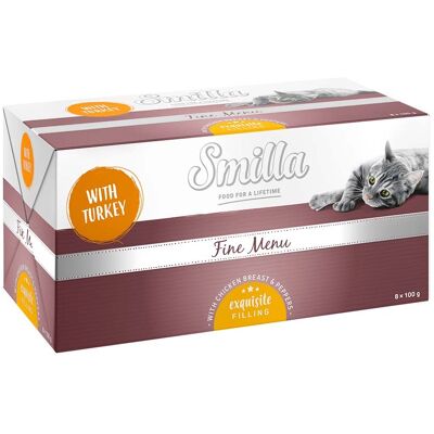 Smilla Fine Menu met Voortreffelijke Vulling 24 x 100 g - Kalkoen, kipfilet en paprika Smilla Fine Menu met Voortreffelijke Vulling 24 x 100 g - Kalkoen, kipfilet en paprika