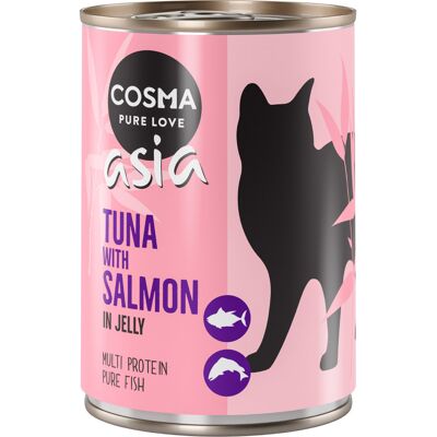 12x400g Tonijn & Zalm in Gelei Cosma Asia Kattenvoer nat 12x400g Tonijn & Zalm in Gelei Cosma Asia Kattenvoer nat