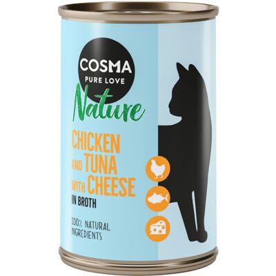 12x140g Nature Kip & Tonijn met Kaas Cosma Kattenvoer 12x140g Nature Kip & Tonijn met Kaas Cosma Kattenvoer