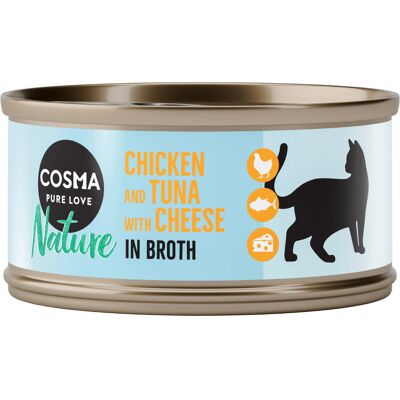 24x70g Kip & Tonijn met Kaas Cosma Nature Kattenvoer 24x70g Kip & Tonijn met Kaas Cosma Nature Kattenvoer