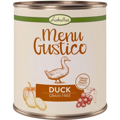 6x800g Menu Gustico Eend met Wortel, Cranberry's en Rozemarijn Lukullus Hondenvoer 6x800g Menu Gustico Eend met Wortel, Cranberry's en Rozemarijn Lukullus Hondenvoer