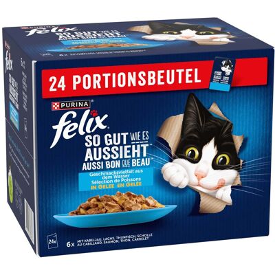 3 + 1 gratis! Felix natvoer voor katten - Vis selectie (96 x 85 g) 3 + 1 gratis! Felix natvoer voor katten - Vis selectie (96 x 85 g)