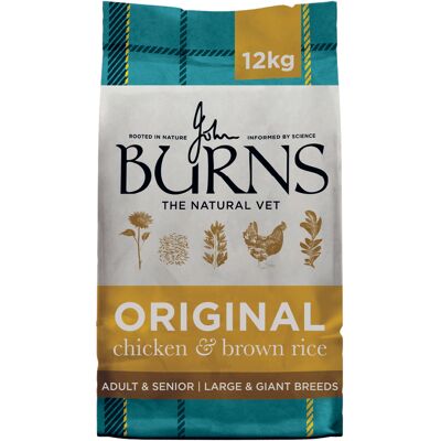 12kg Adult/Senior Large & Giant Breed Original Kip & Bruine Rijst Burns Hondenvoer 12kg Adult/Senior Large & Giant Breed Original Kip & Bruine Rijst Burns Hondenvoer