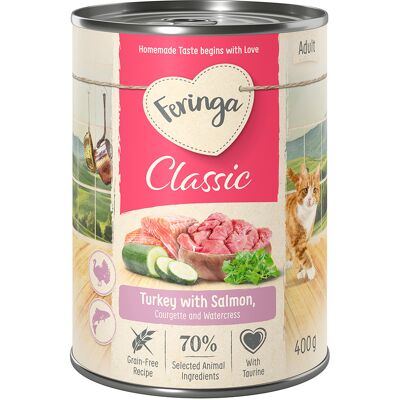 6x400g Zalm/Kalkoen Classic Meat Menu Feringa Kattenvoer 6x400g Zalm/Kalkoen Classic Meat Menu Feringa Kattenvoer