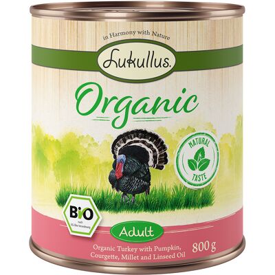 6x800g Lukullus Organic Adult Kalkoen met Courgette Glutenvrij Hondenvoer 6x800g Lukullus Organic Adult Kalkoen met Courgette Glutenvrij Hondenvoer