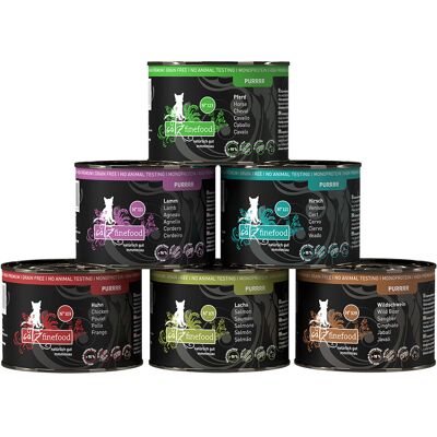 catz finefood Puur Blikken 6 x 200 Kattenvoer - Mix 2 (Kip, Zalm, Wild Zwijn, Lam, Varken, Paard ) catz finefood Puur Blikken 6 x 200 Kattenvoer - Mix 2 (Kip, Zalm, Wild Zwijn, Lam, Varken, Paard )