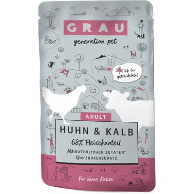 GRAU Adult Graanvrij 16 x 125 g Kattenvoer - Kip & Kalf GRAU Adult Graanvrij 16 x 125 g Kattenvoer - Kip & Kalf