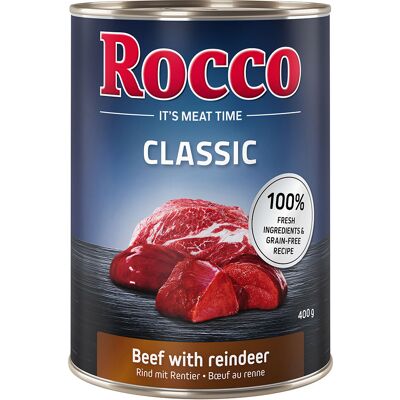 24x400g Rund met Rendier Rocco Classic Hondenvoer 24x400g Rund met Rendier Rocco Classic Hondenvoer