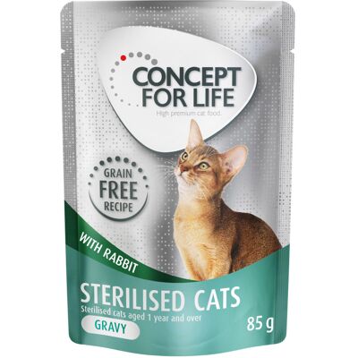 Voordeelpakket Concept for Life graanvrij 24 x 85 g Kattenvoer - Sterilised Cats Konijn in Saus Voordeelpakket Concept for Life graanvrij 24 x 85 g Kattenvoer - Sterilised Cats Konijn in Saus