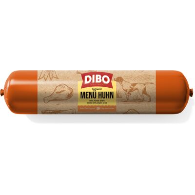 10x 800g DIBO Kookworst Menü Kip Honden natvoer 10x 800g DIBO Kookworst Menü Kip Honden natvoer